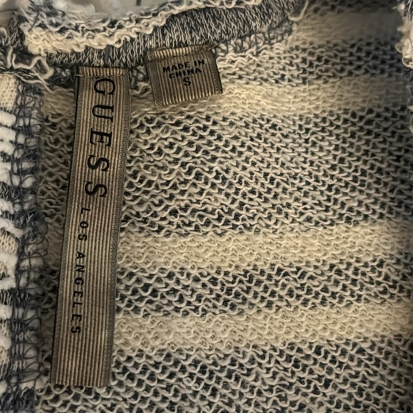 GUESS Maxi Terry Cloth Blue White Striped Lace Dress size S Small Beach Vacation - Picture 5 of 7